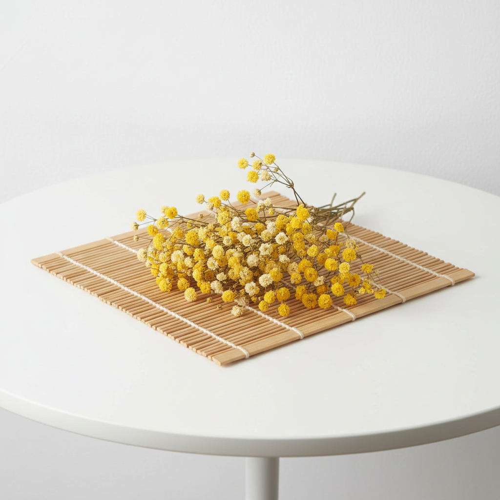 Stabilizovaná Gypsophila box pro aranžování - žlutá detail